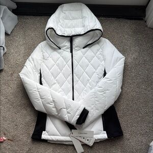 Calvin Klein White and Black Quilted Jacket